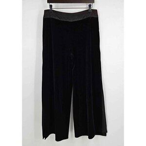 Dressbarn Womens Black Lined Flowy Pants Back Zip Tall Side Leg Splits Sz 12